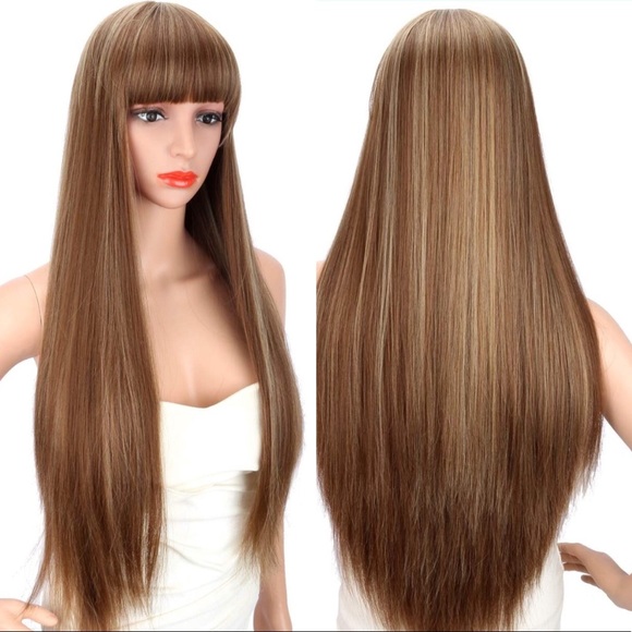 Hayden 26”long Brown With highlights Bang Wig *NWT main image 7
